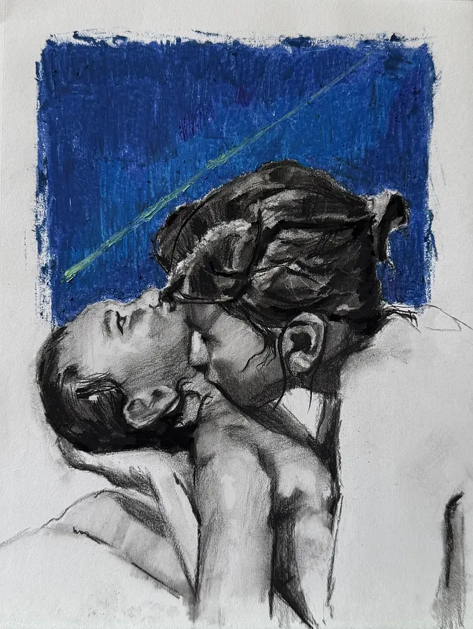 Image of Untitled by kohinooooooooooooor, size: 22.9 x 30.5 см | 9 x 12 in, made of charcoal, oil pastel, Graphics medium, from Kyiv, priced at €170