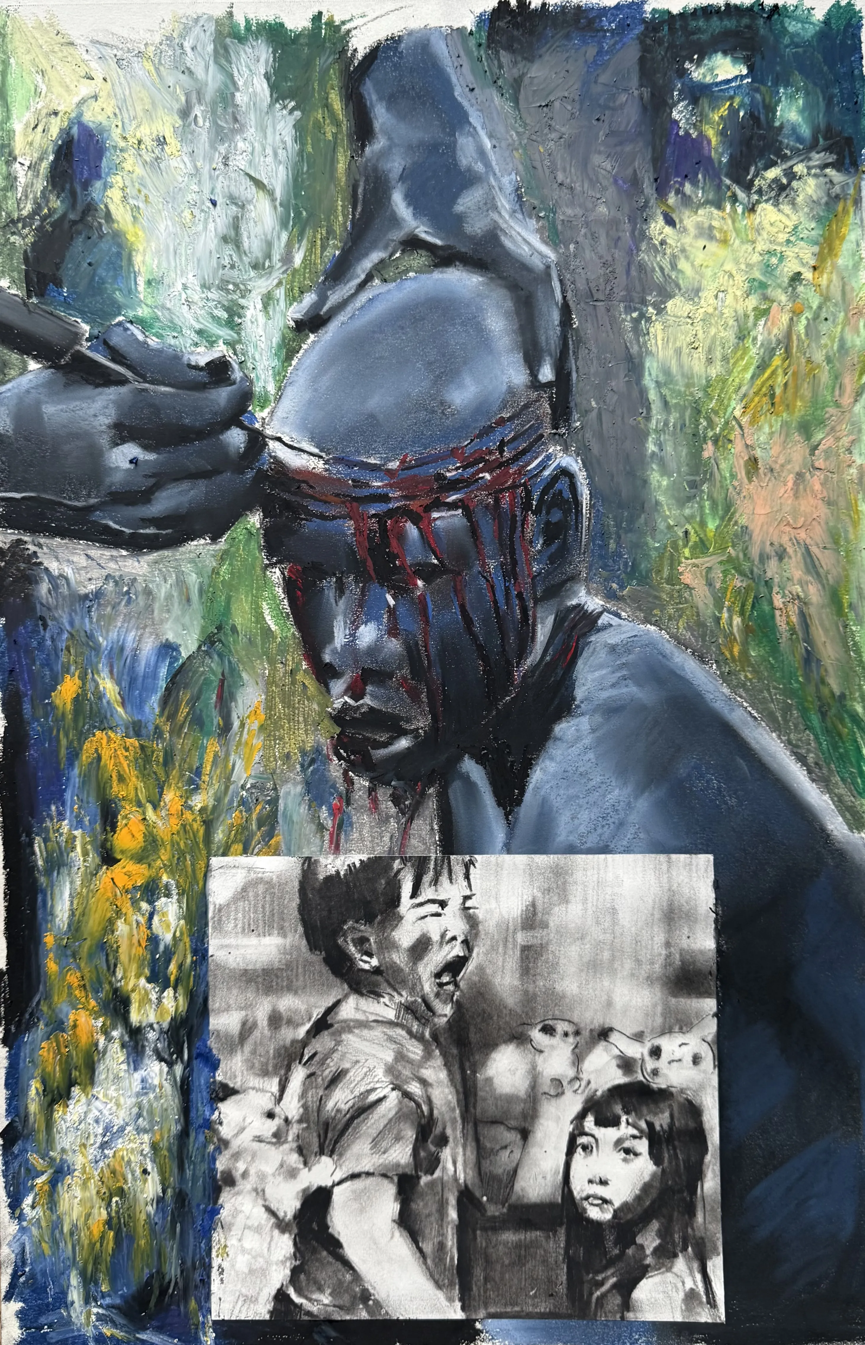 Image of Untitled by kohinooooooooooooor, size: 45.7 x 30.5 см | 18 x 12 in, made of Charcoal, oil pastel, dry pastel, Graphics medium, from Kyiv, priced at €170