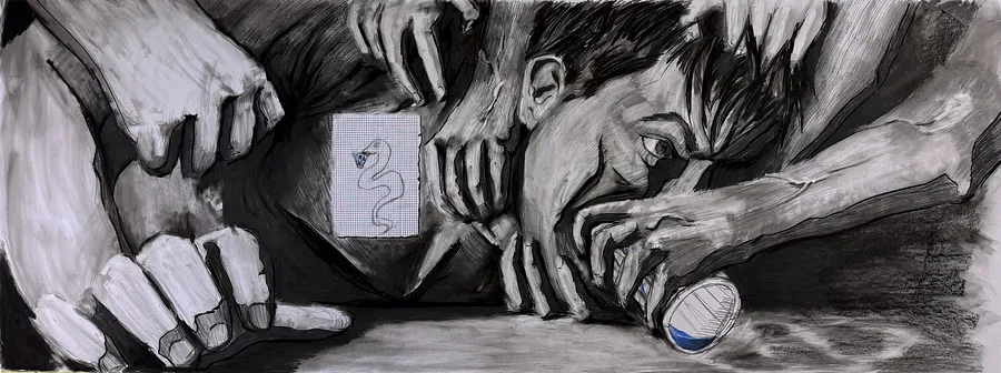 Image of Untitled by kohinooooooooooooor, size: 230 x 90 см | 90.5 x 35.4 in, Graphics medium, part of the Ейфорбіа хеліоскопія series, priced at €500